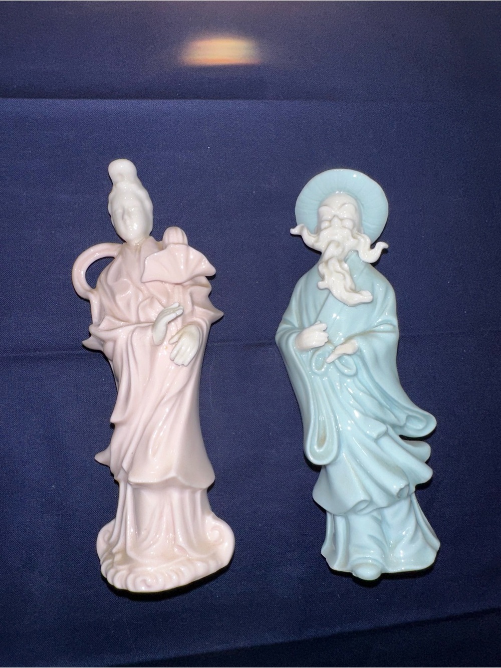 50s Ardalt Japan Ceramic Asian Couple Figurines Pastel Pink & Blue